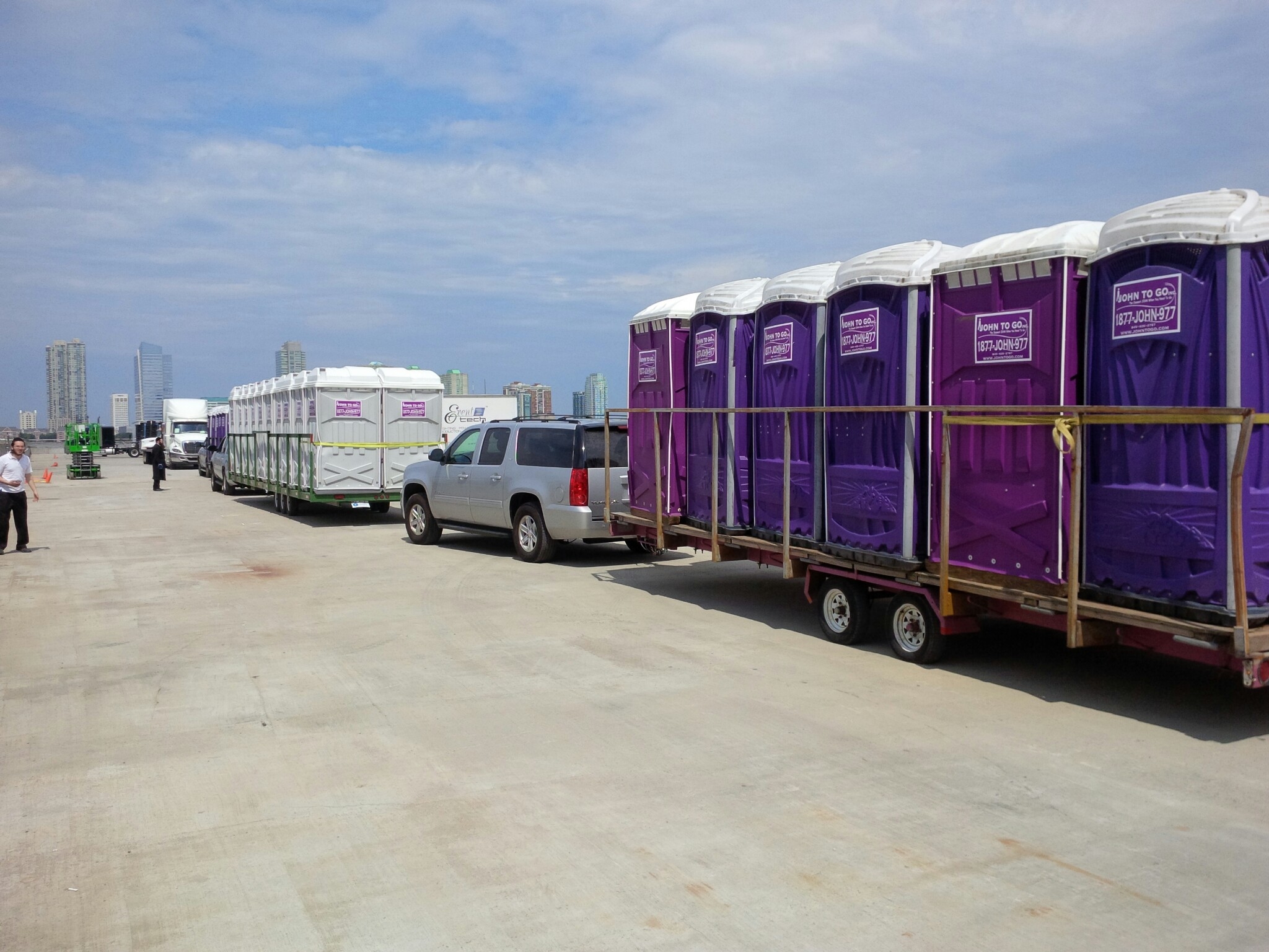 Porta Potty Units Being Delivered, near Bronx, NY