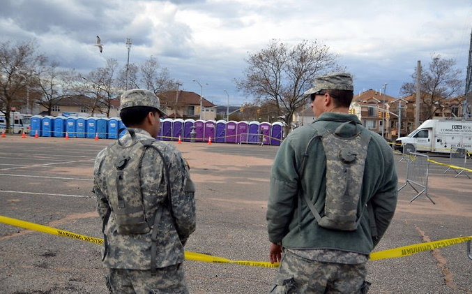 John to Go porta potty rentals servicing the army at a disaster relief site in NY