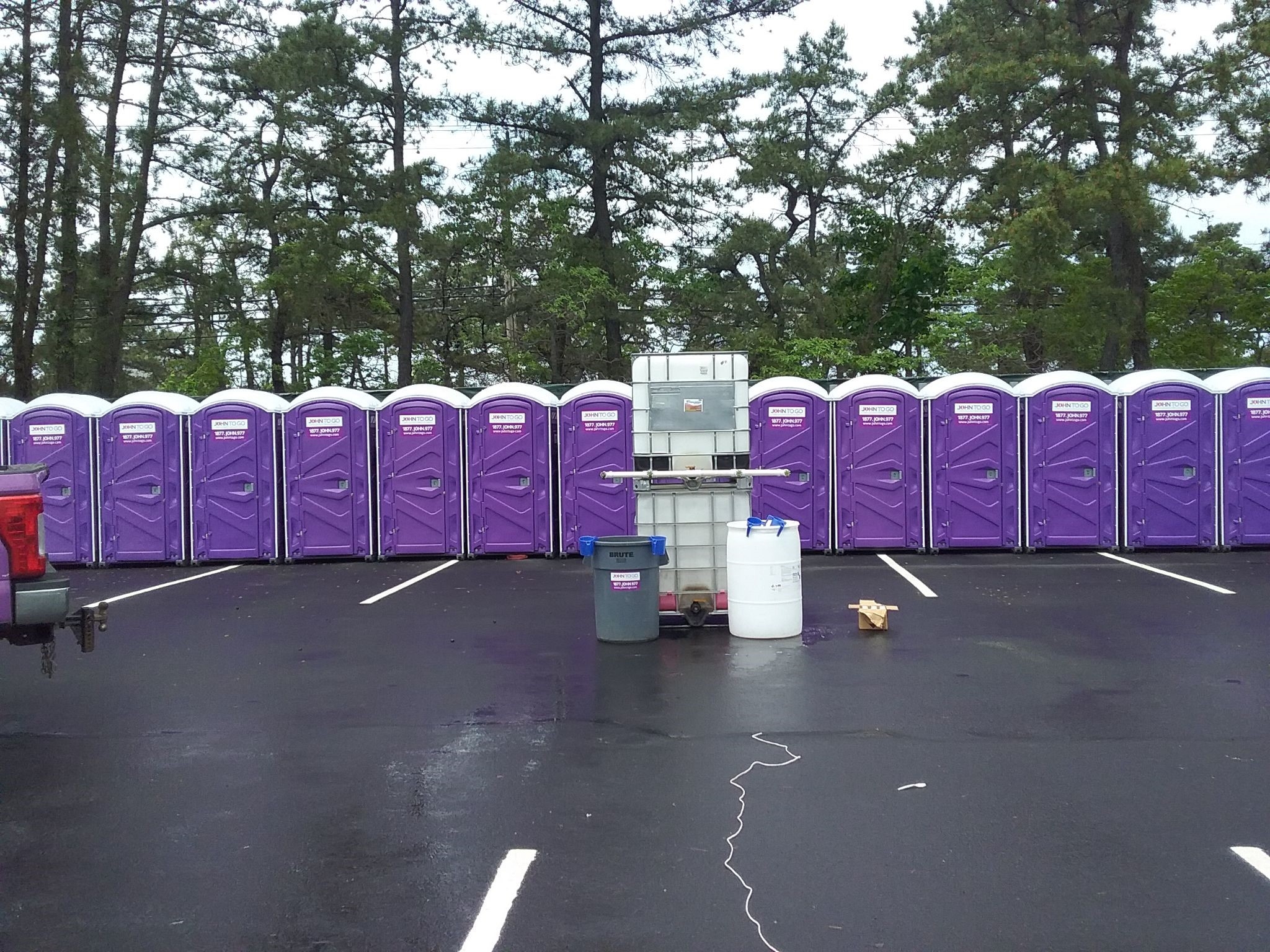 Row of Porta Potties and Freshwater Sink at Event in Monmouth County NJ