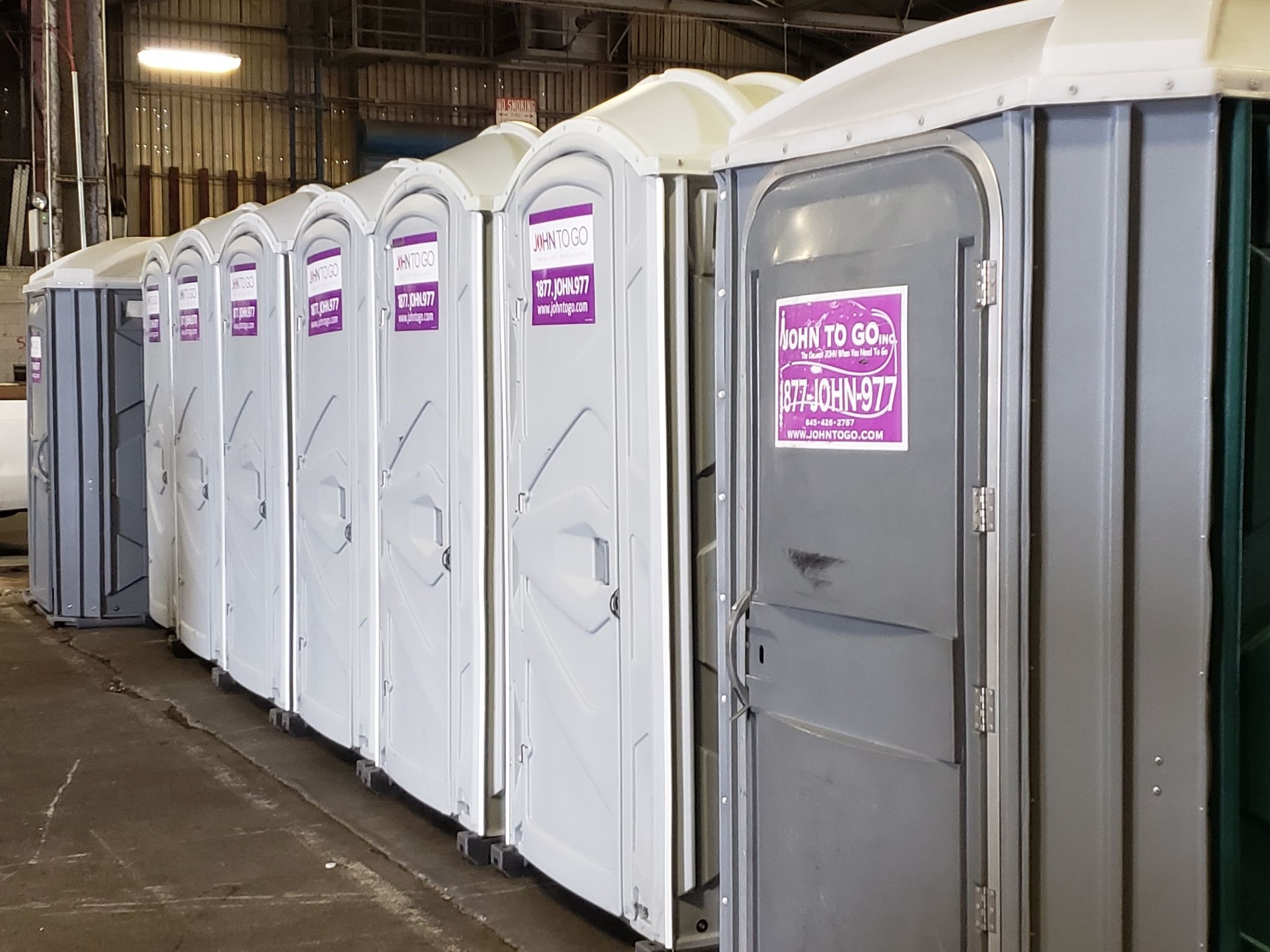 line up of porta potties