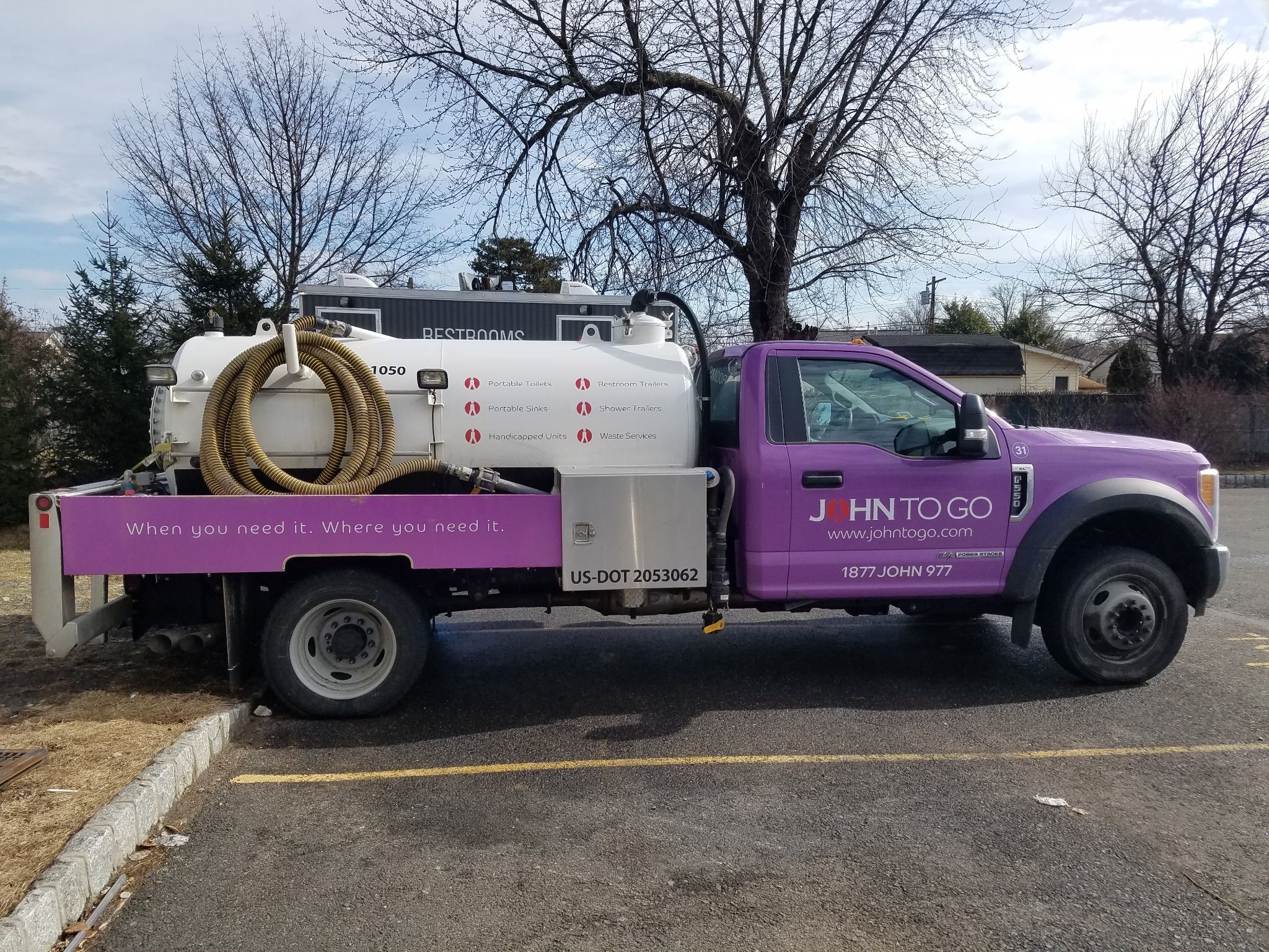 service truck for port o potty rentals Union County, NJ