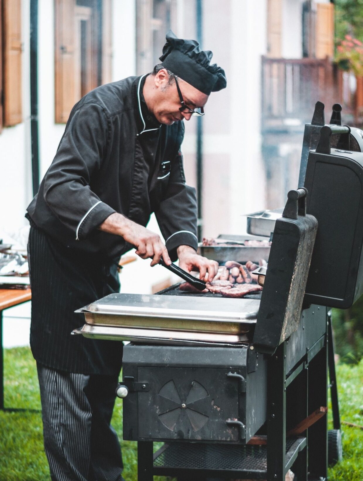 Barbecue stand at an outdoor party