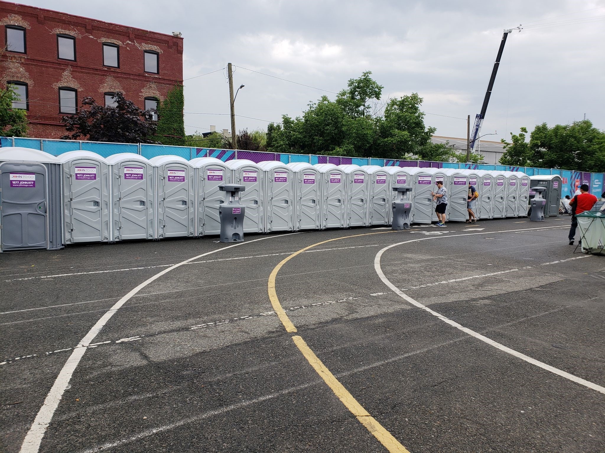 Portable toilets at event