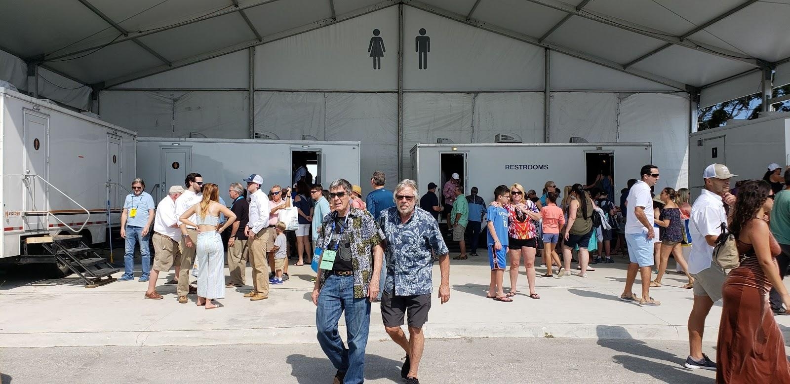 Restroom trailers at outdoor event