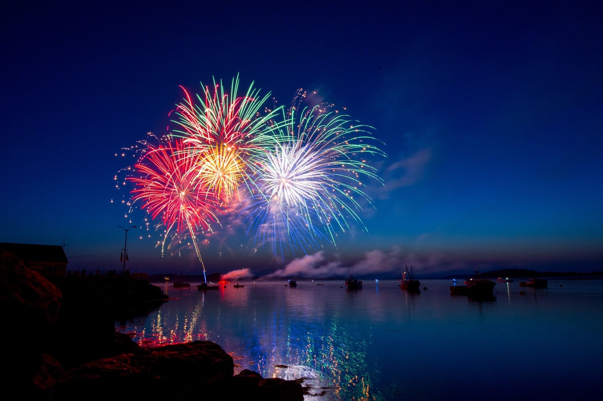 Fireworks over water