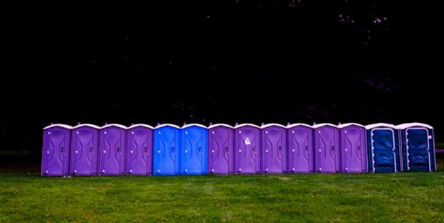 Row of porta potties in New Jersey