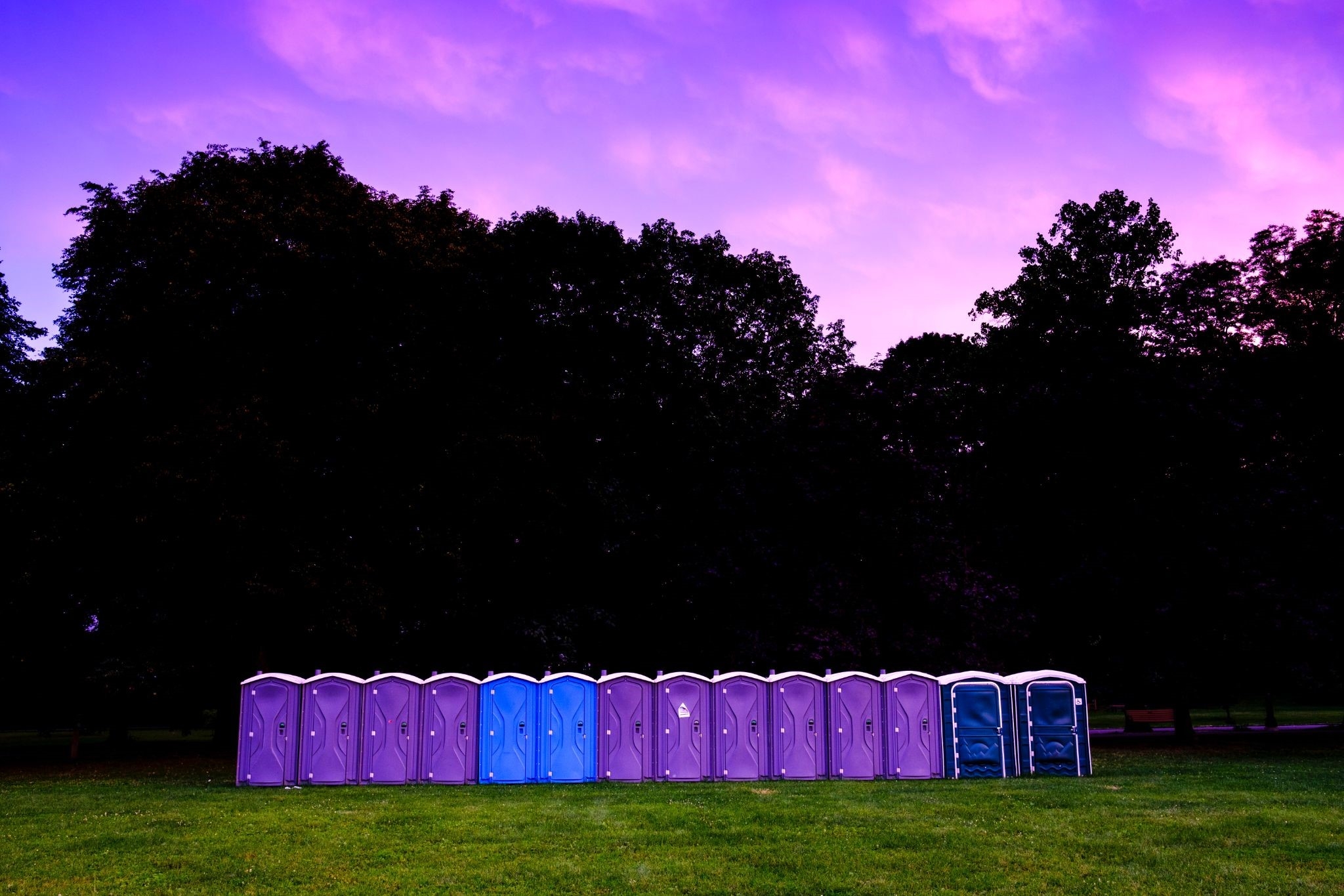 Row of portable toilets