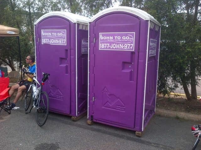 2 porta potty units outdoors