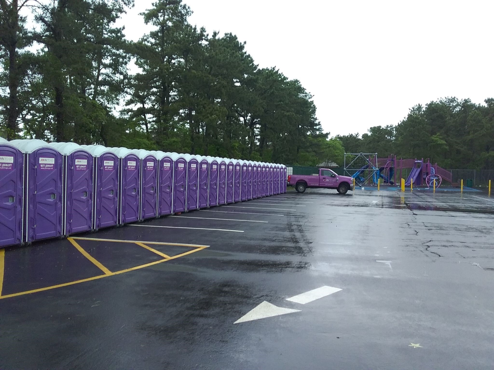 row of porta potties