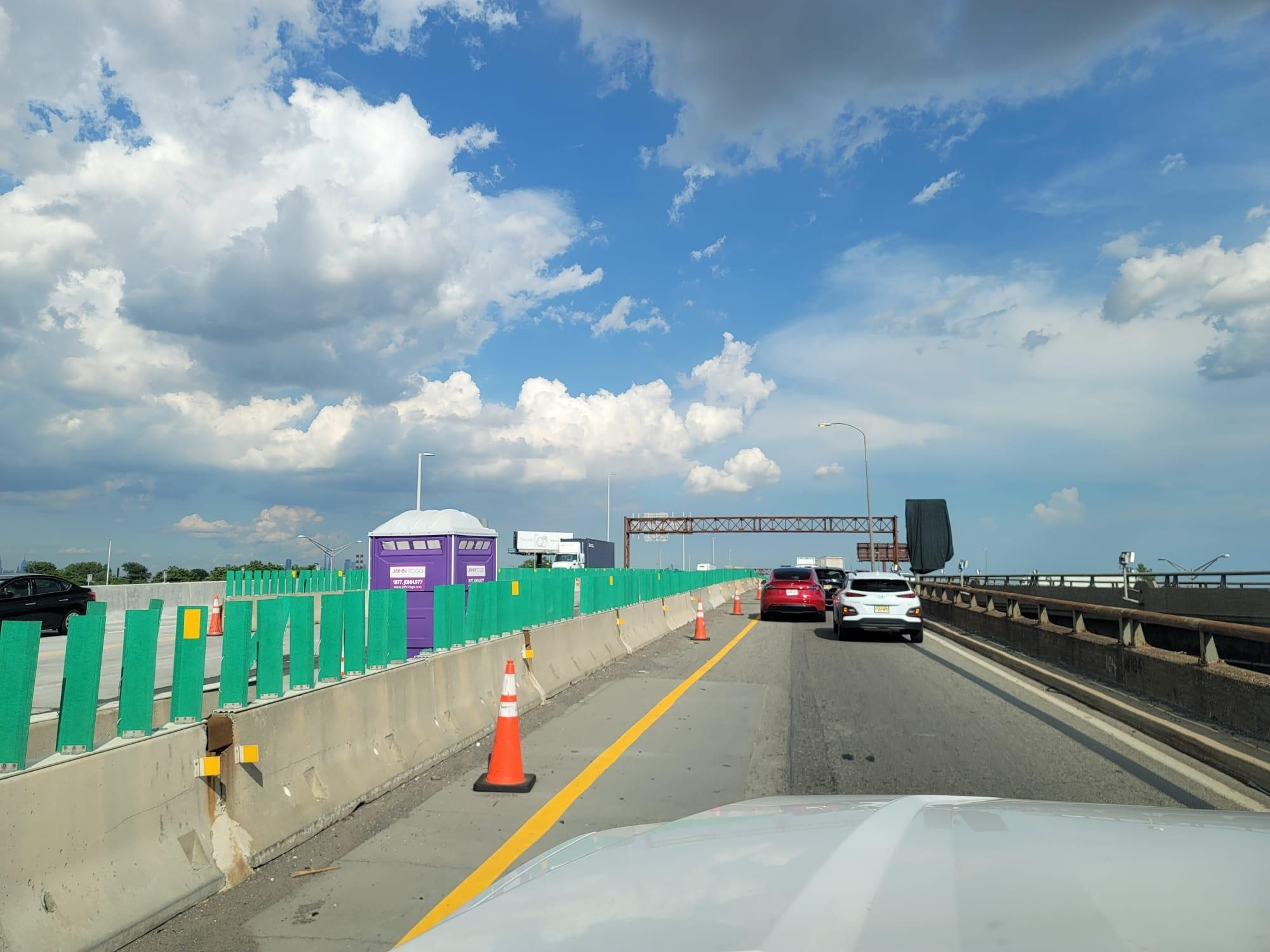 porta potty on bridge