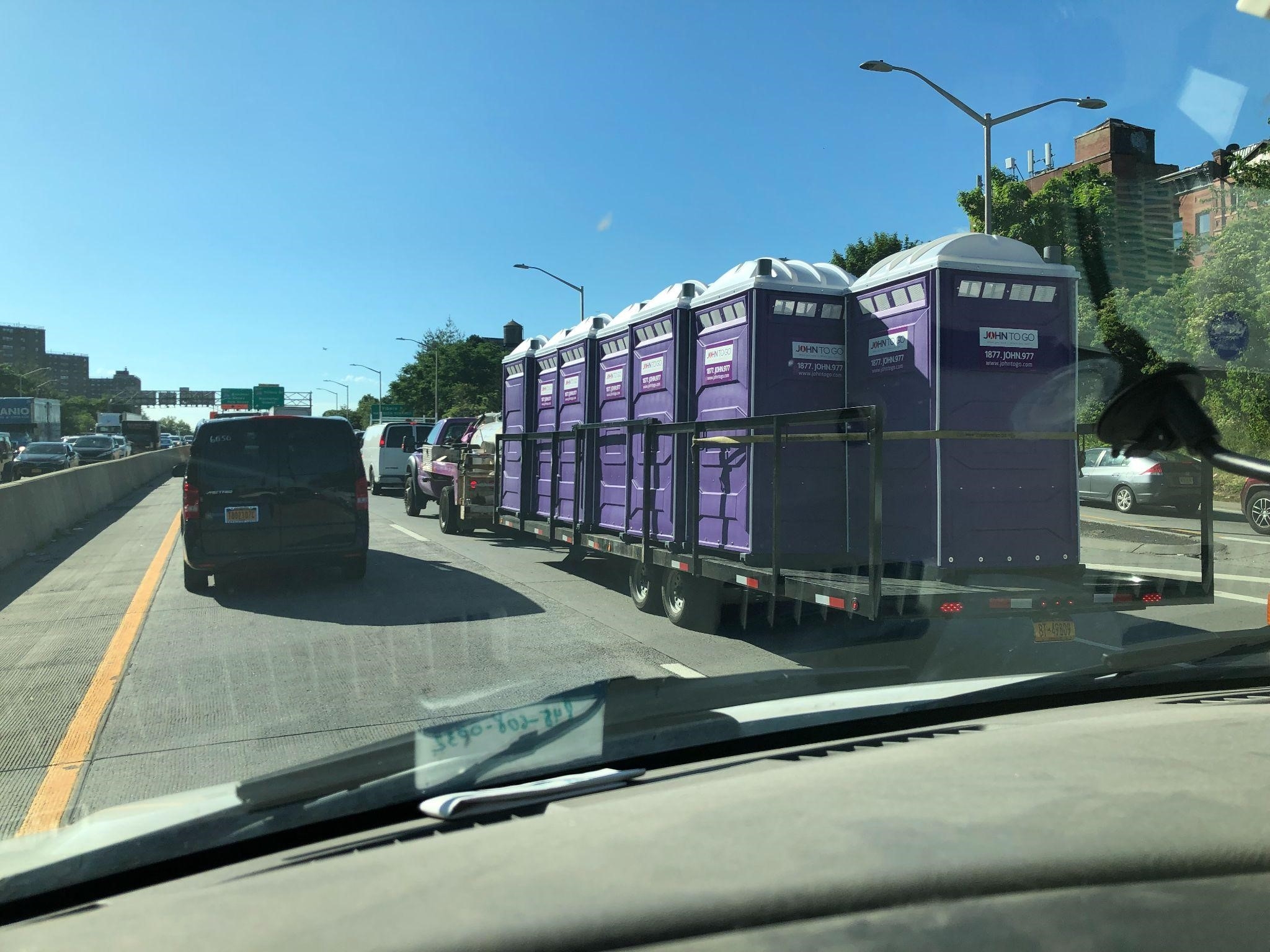 potty potty rentals on truck for delivery