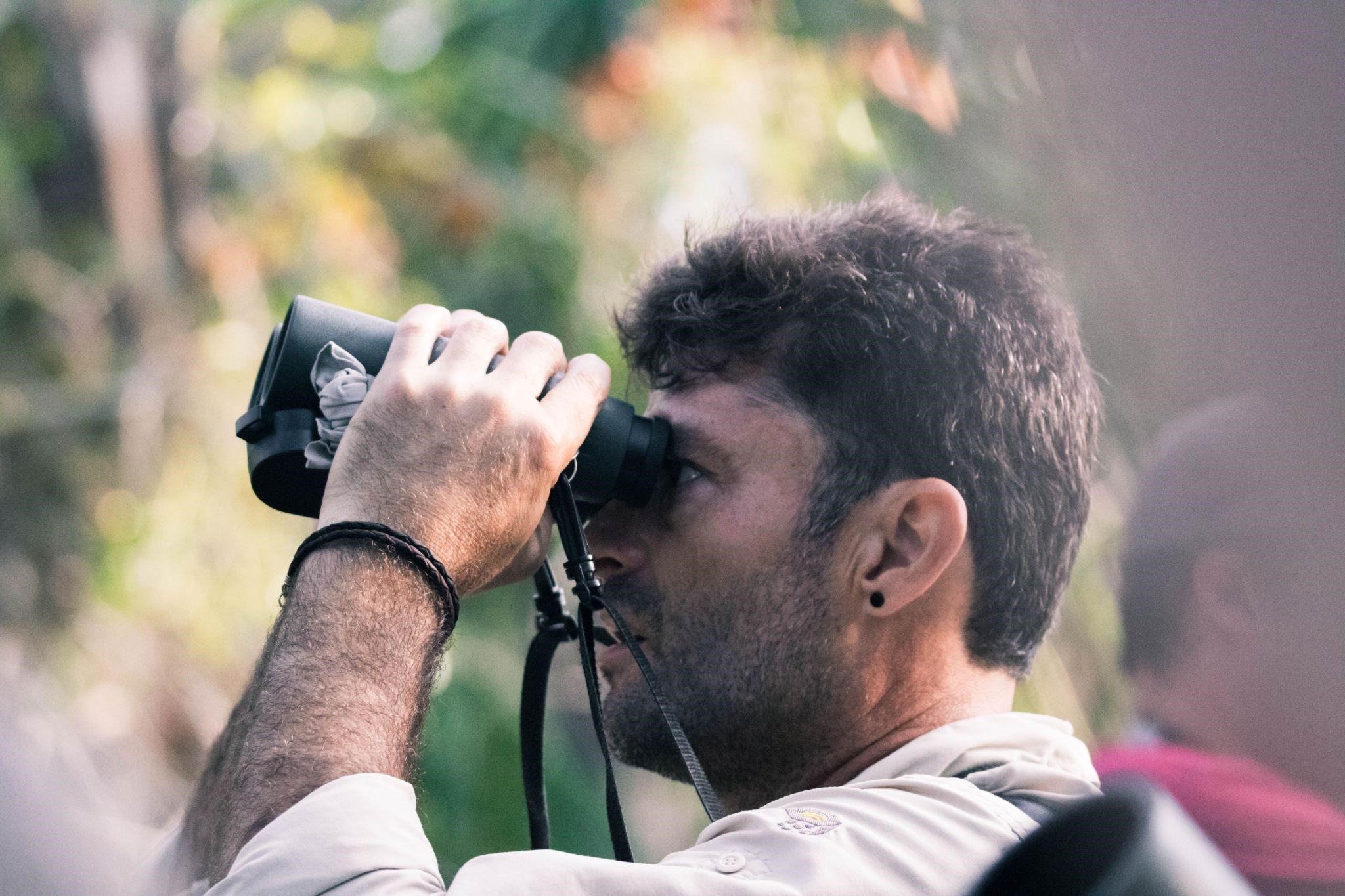 bird watching with binoculars