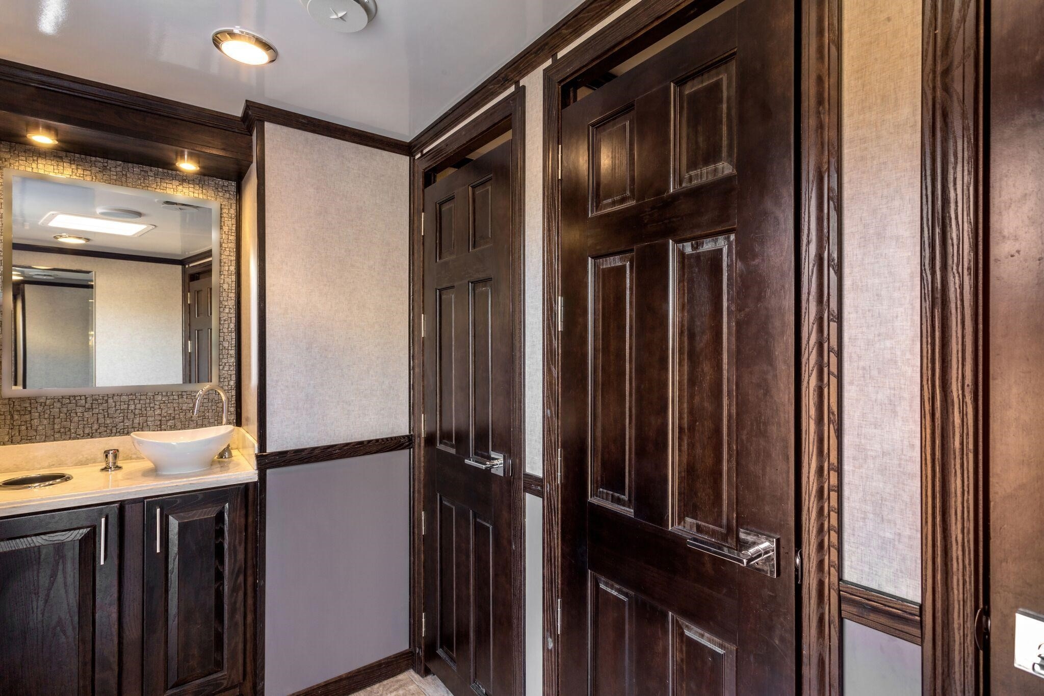 interior of VIP’s luxury restroom trailer rental