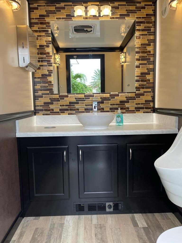 interior of fancy portable bathroom trailers