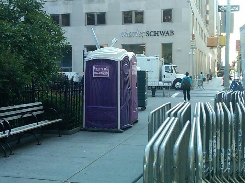 mobile bathroom units set up for outdoor event