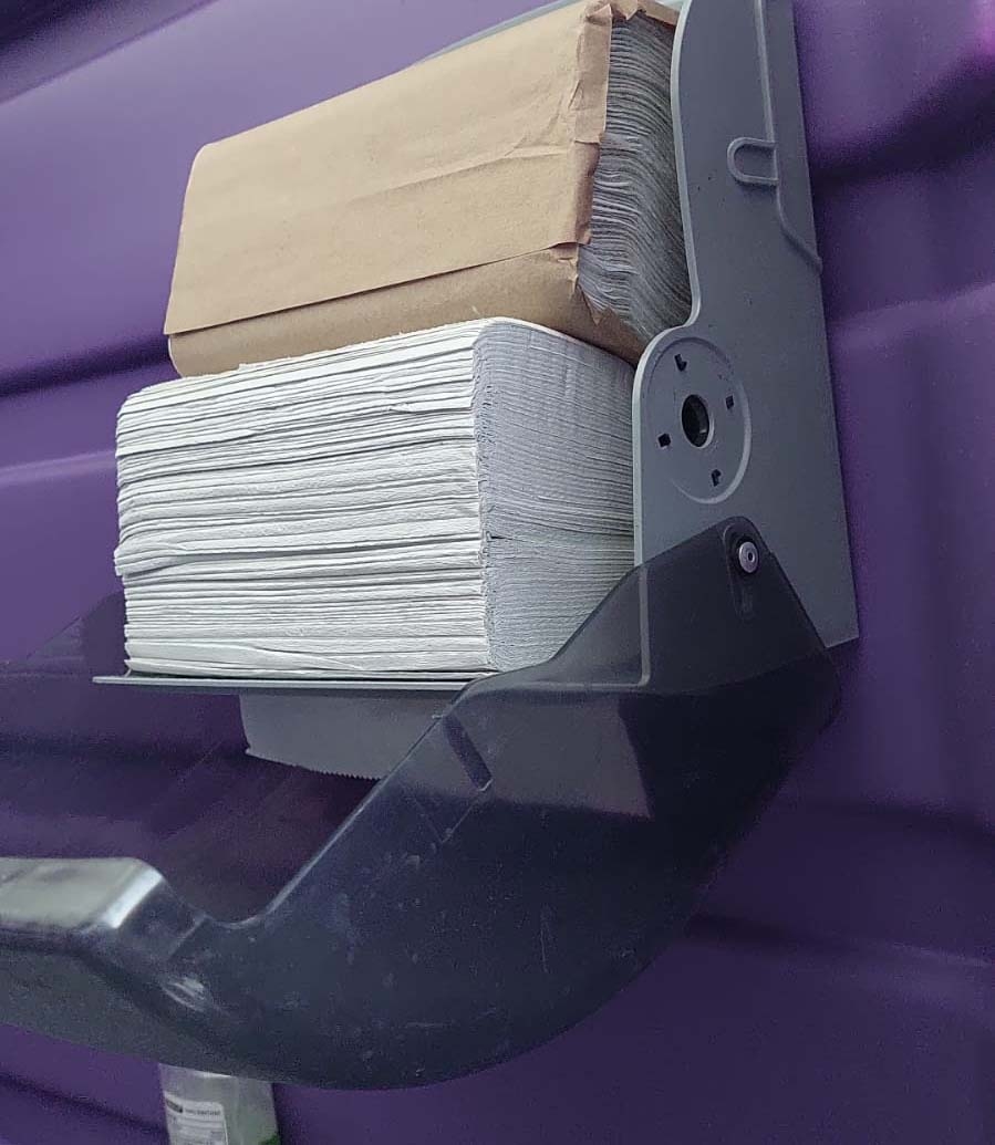 paper towel supply in porta potty unit