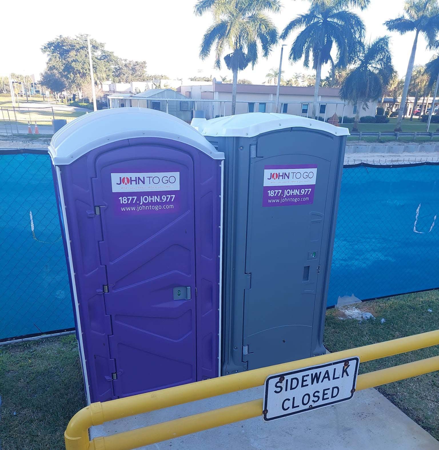 porta potties for outdoor events blocking sidewalk