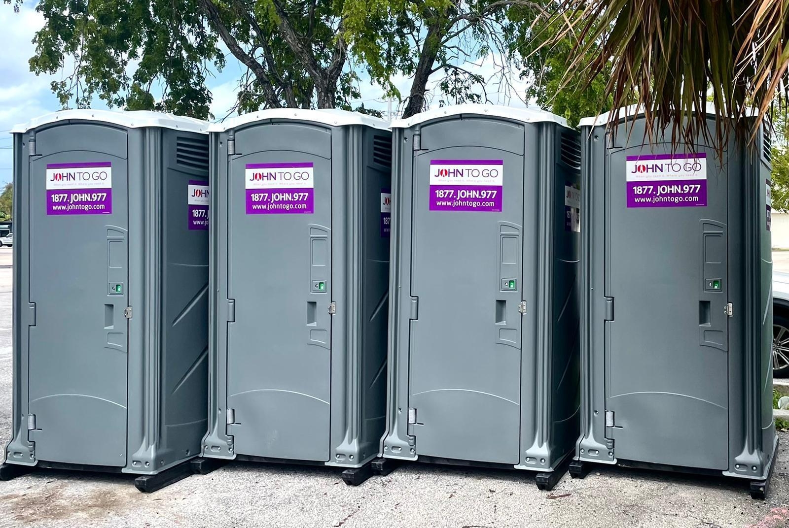 row of porta potty rentals near Miami Florida