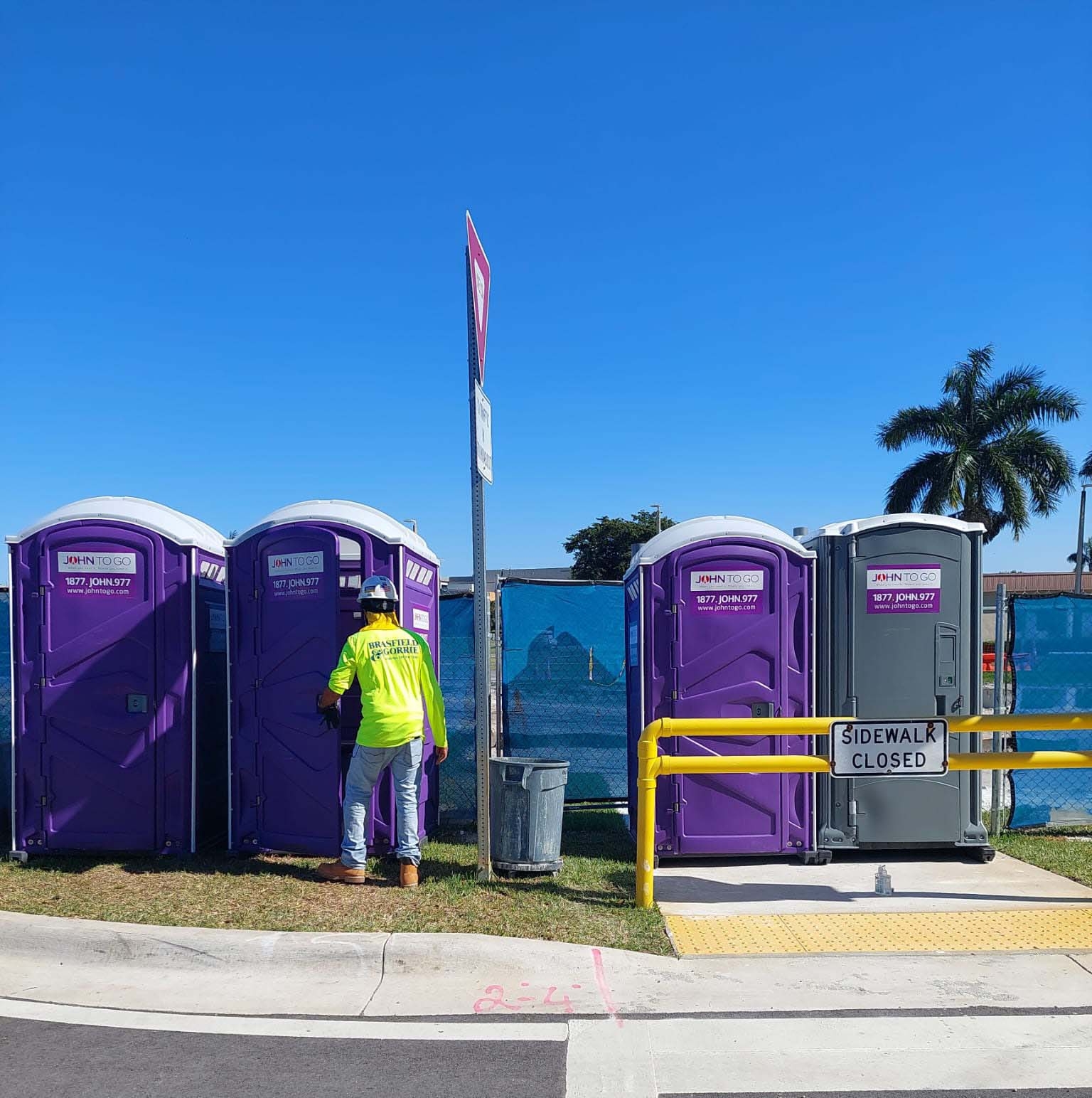 row of special event portable toilets