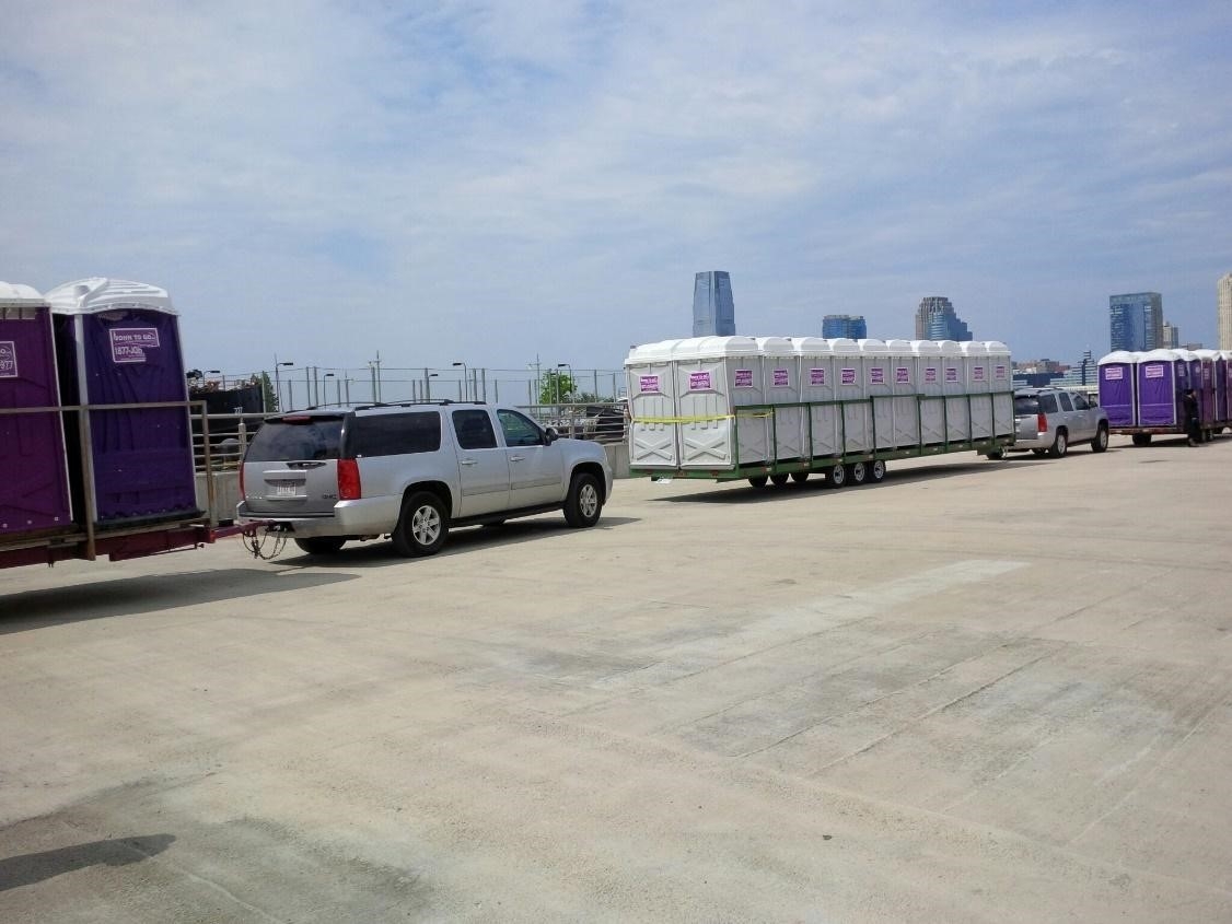 Premium Event Porta Potty Rentals being delivered