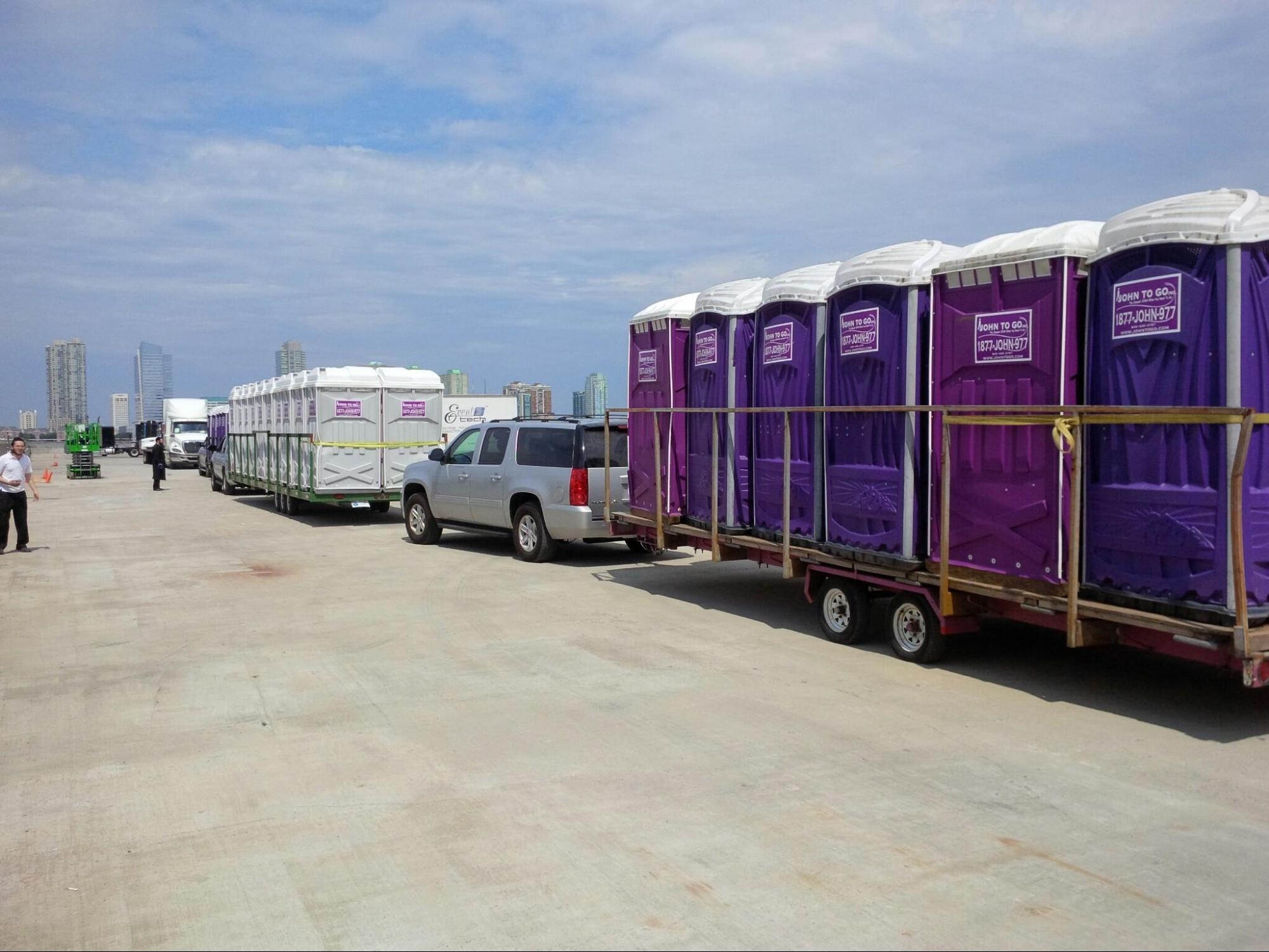 large-scale delivery of Porta Potties