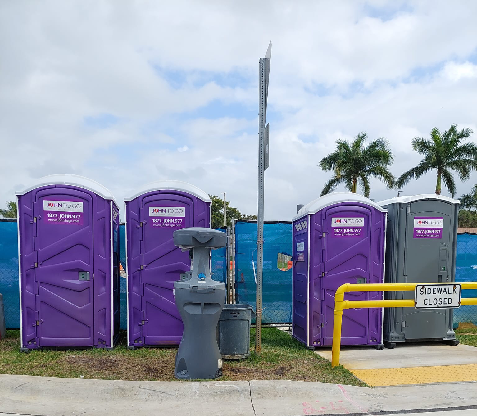 mobile restroom units and handwashing station at Florida event