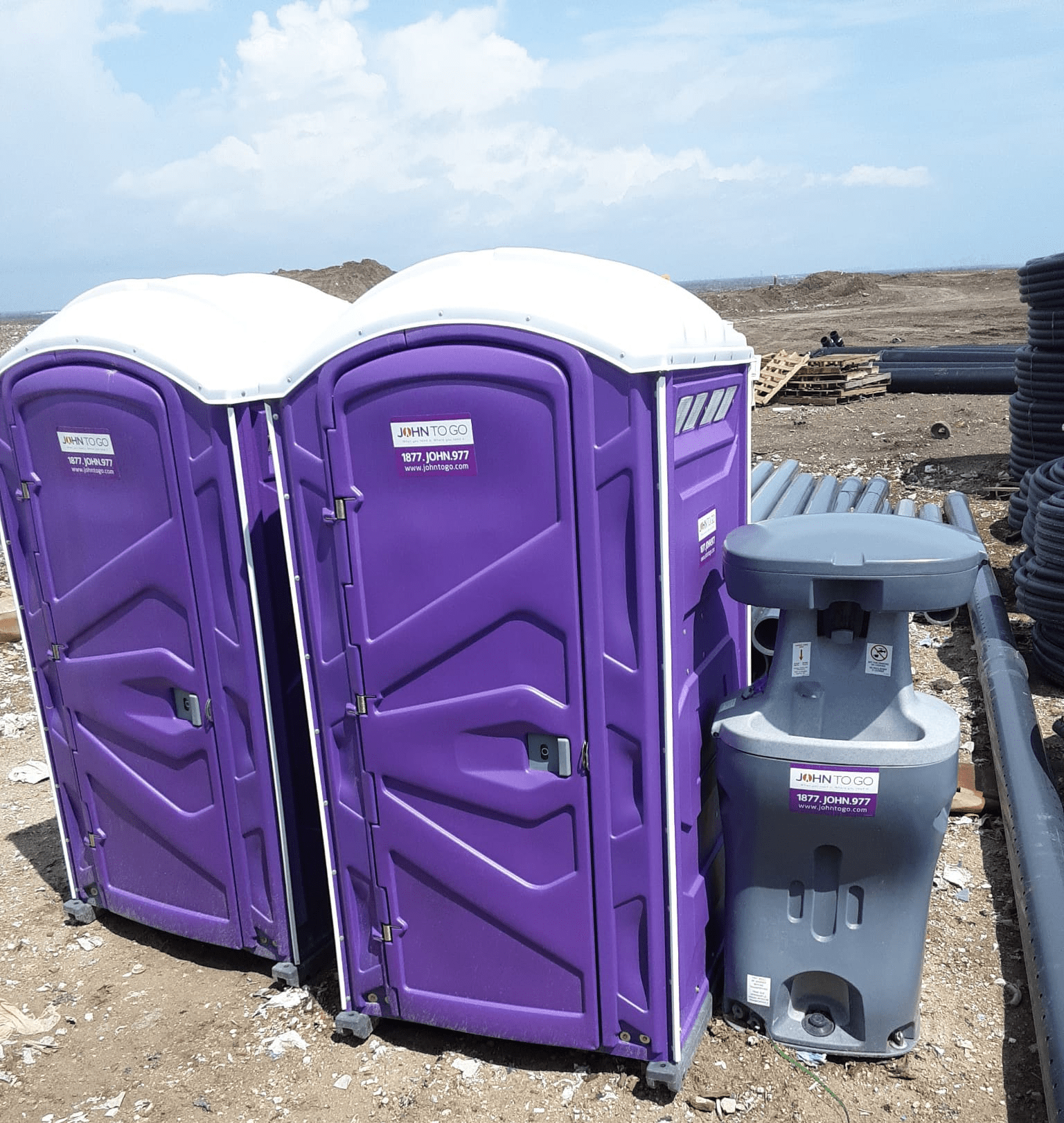 porta potty and washing station at construction site