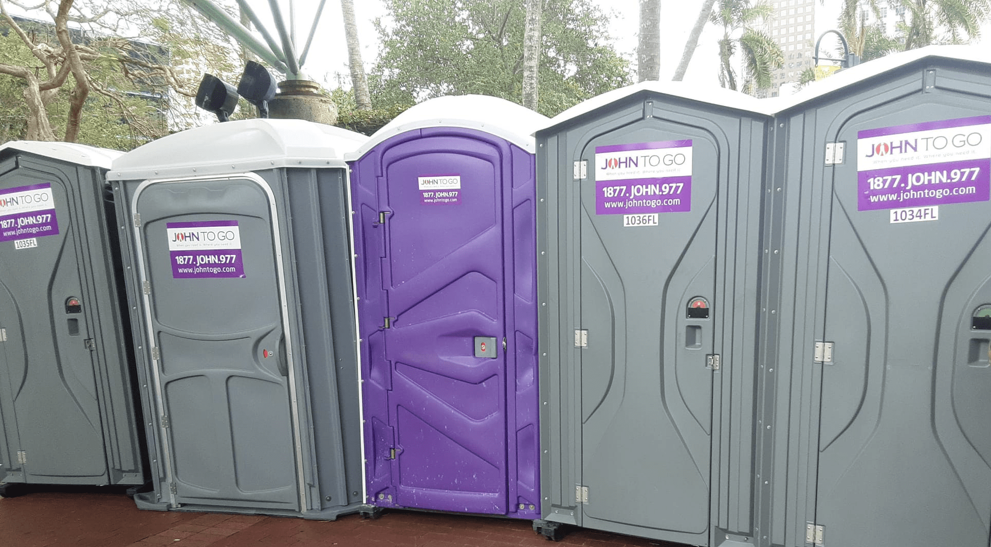 row of porta potty units