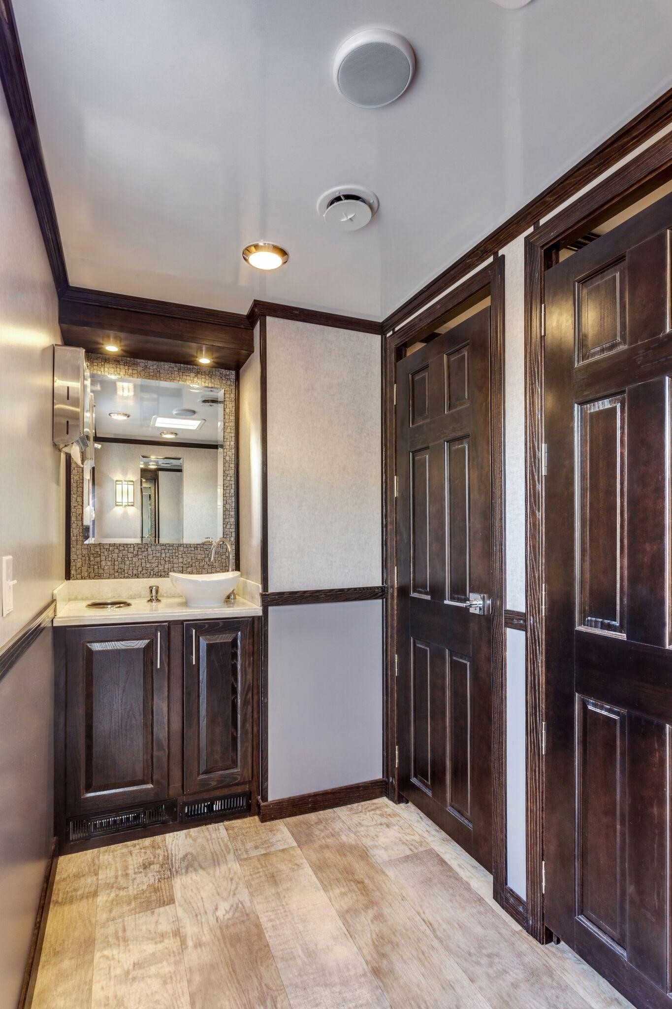 interior of restroom trailer