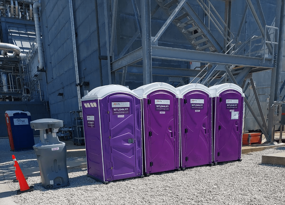 outdoor bathrooms and Handwashing station at industrial facility