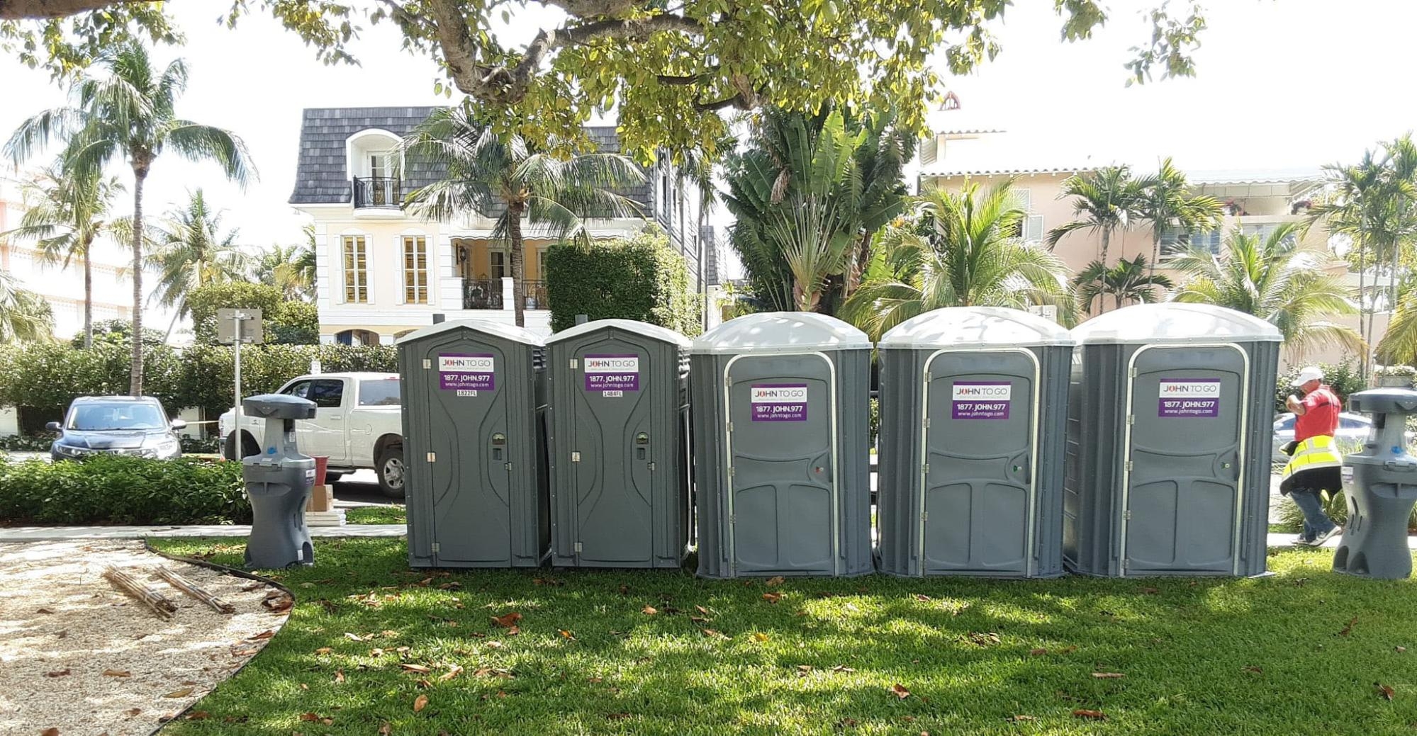 row of porta potties for event