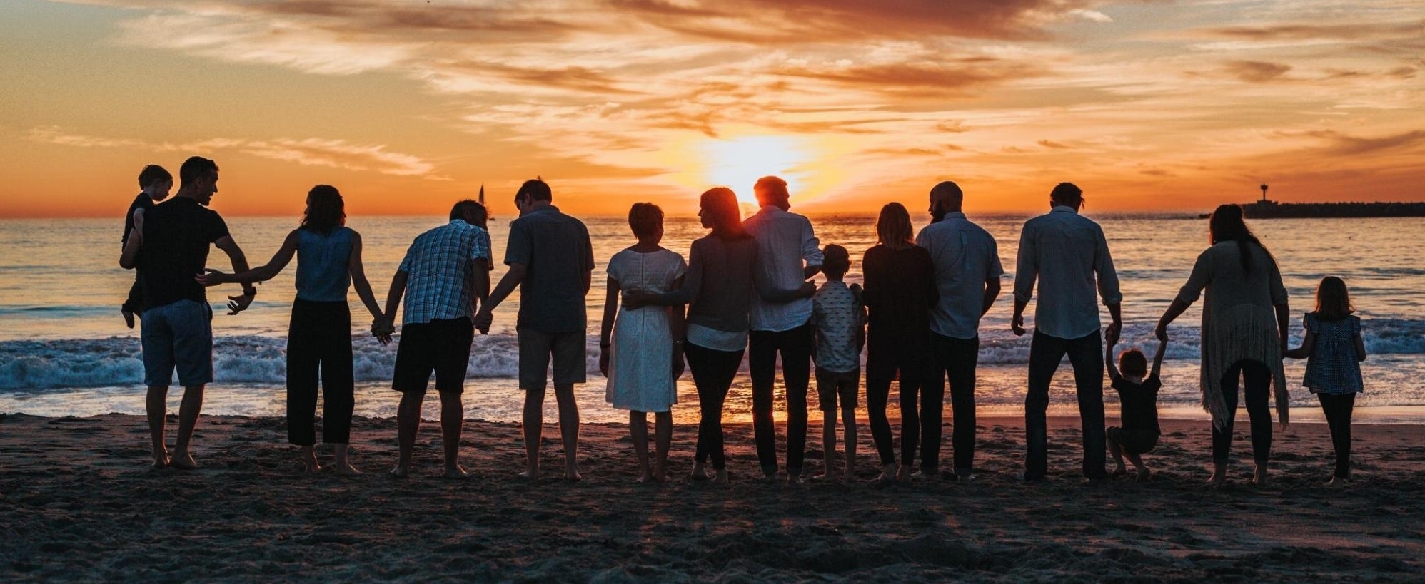 family gathering at beach