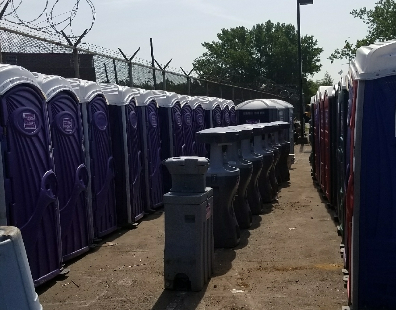 outdoor bathroom rental units and handwashing sinks