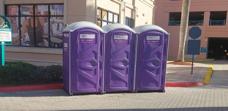 purple porta potty rental units