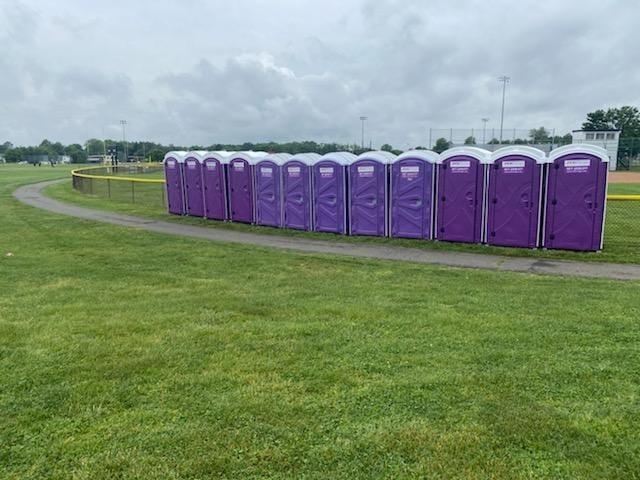 row of port o potty rentals for event