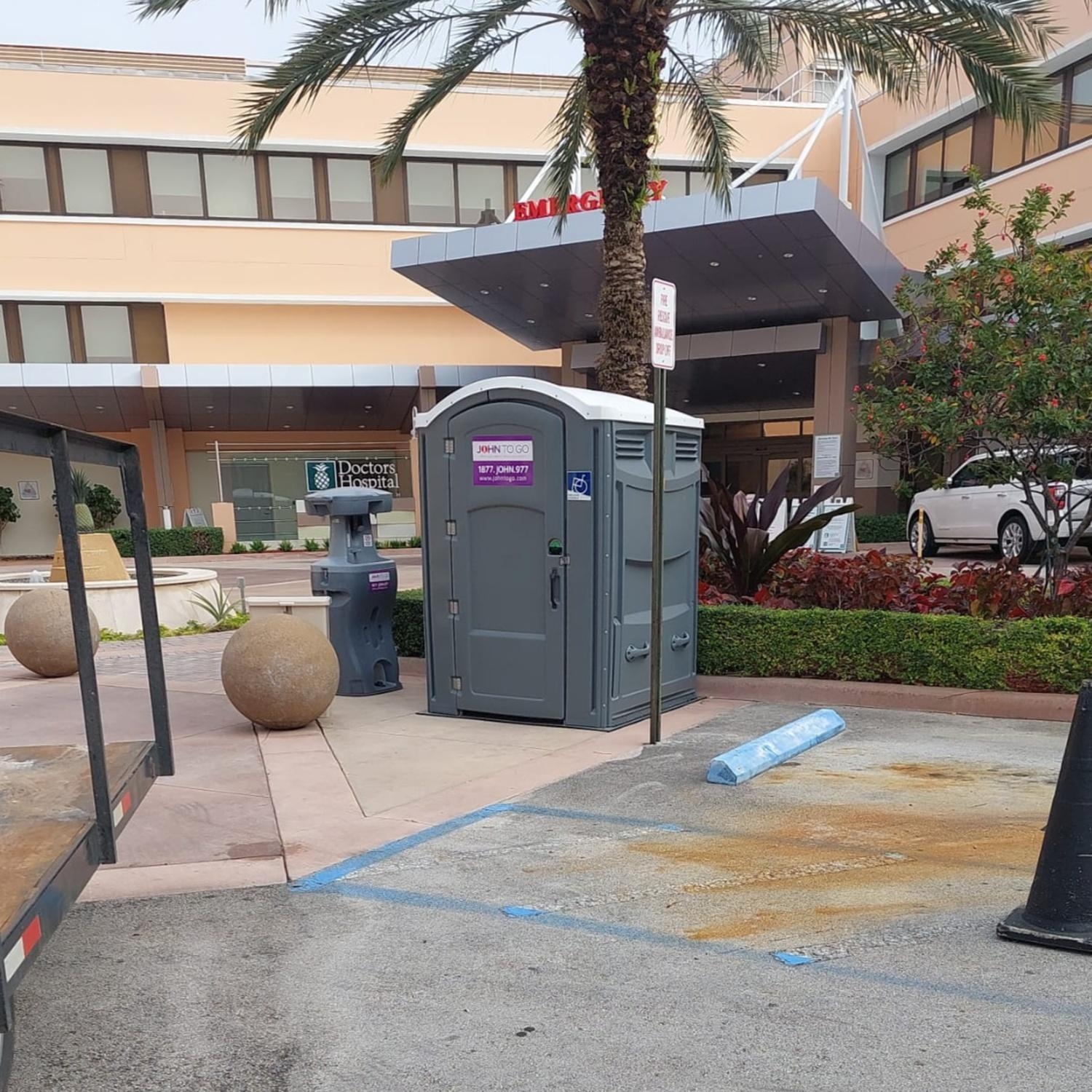 handicapped porta potty and washing sink South Florida