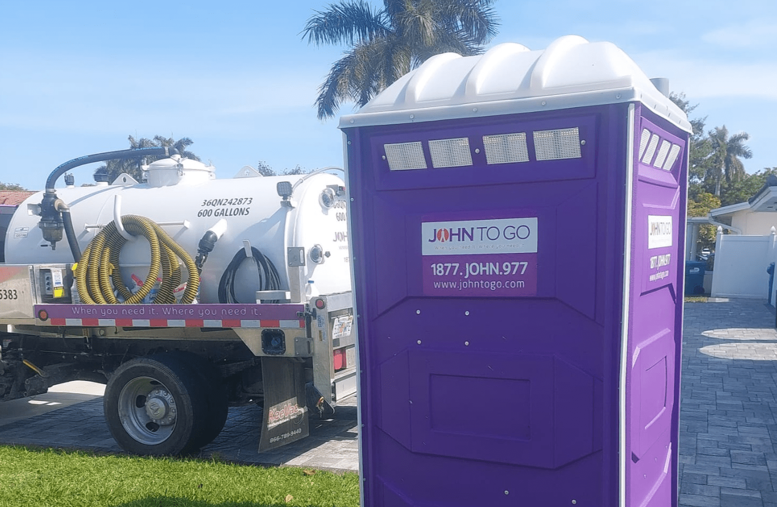 portable toilet john and pumper truck in Florida