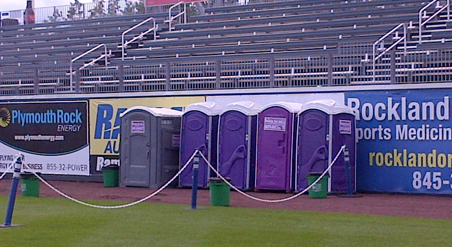 portable restroom rentals at sports stadium