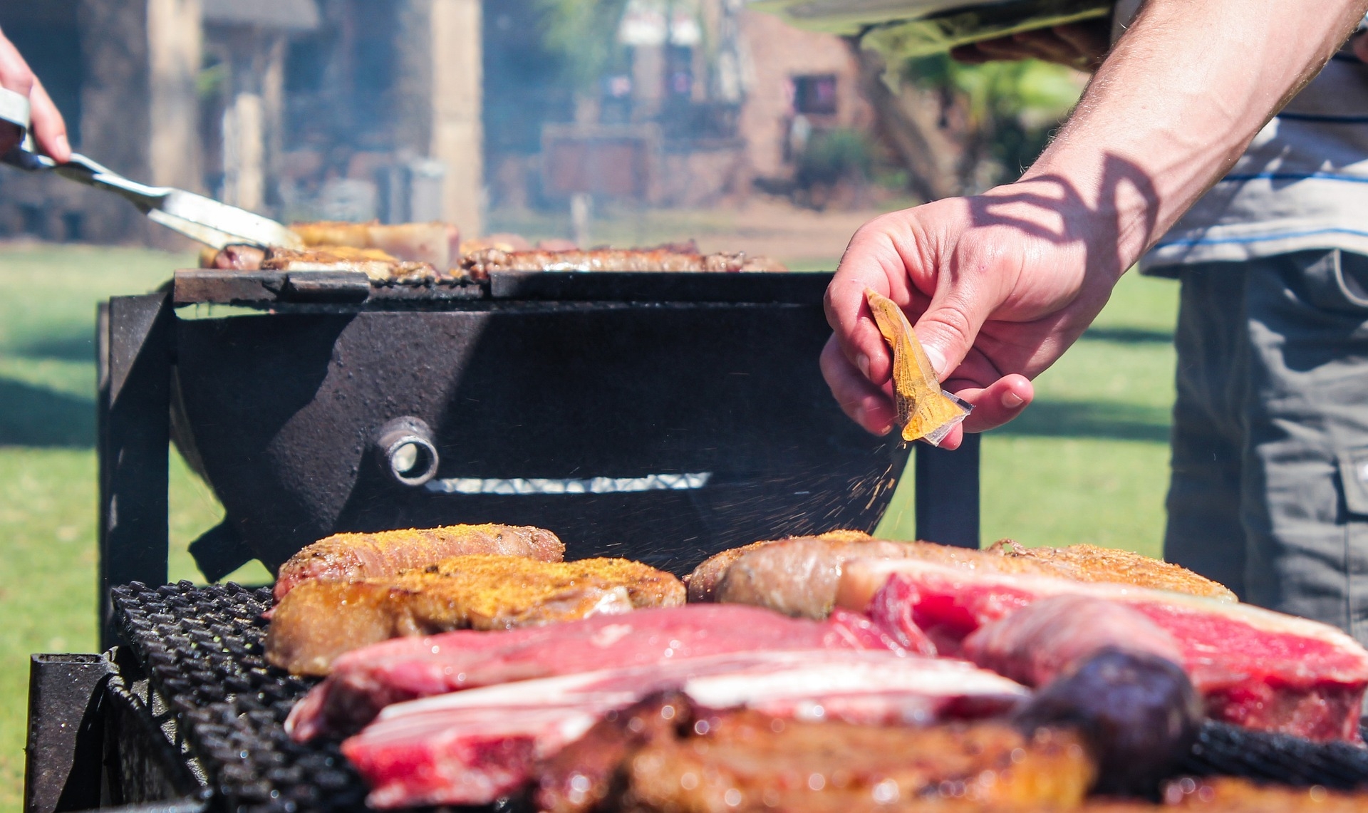 grilling meat at food cook off party grilling meat at food cook off party