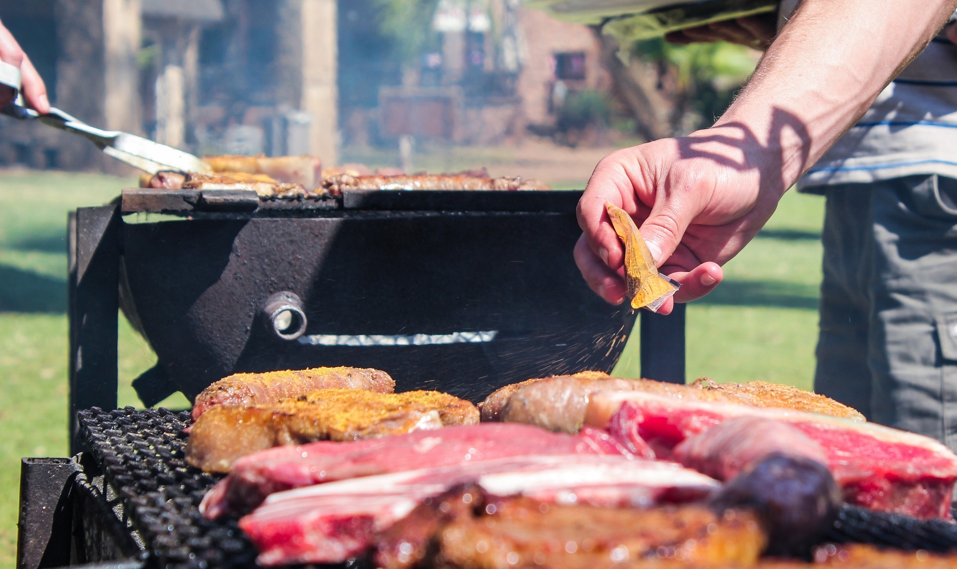 grilling meat at food cook off party