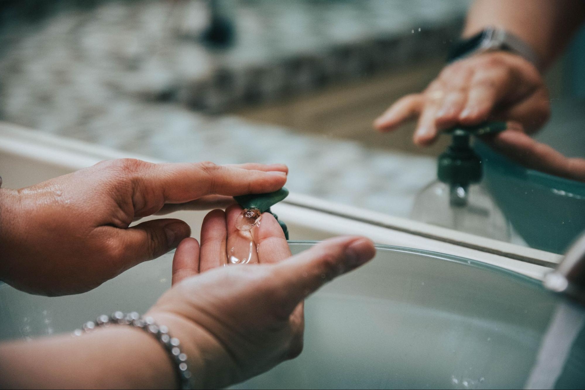 sanitizing hands