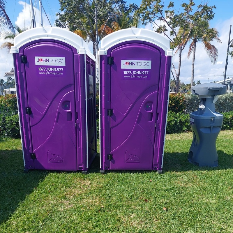 porta potties and portable hand washing station