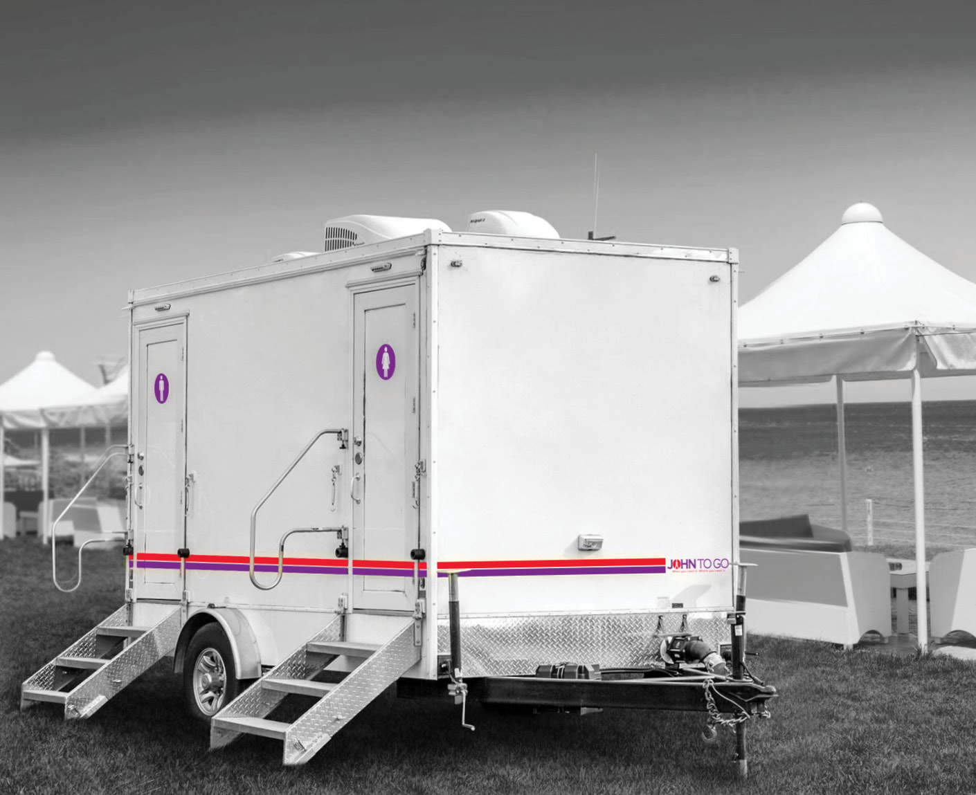 2 station mobile restroom trailer with changing rooms
