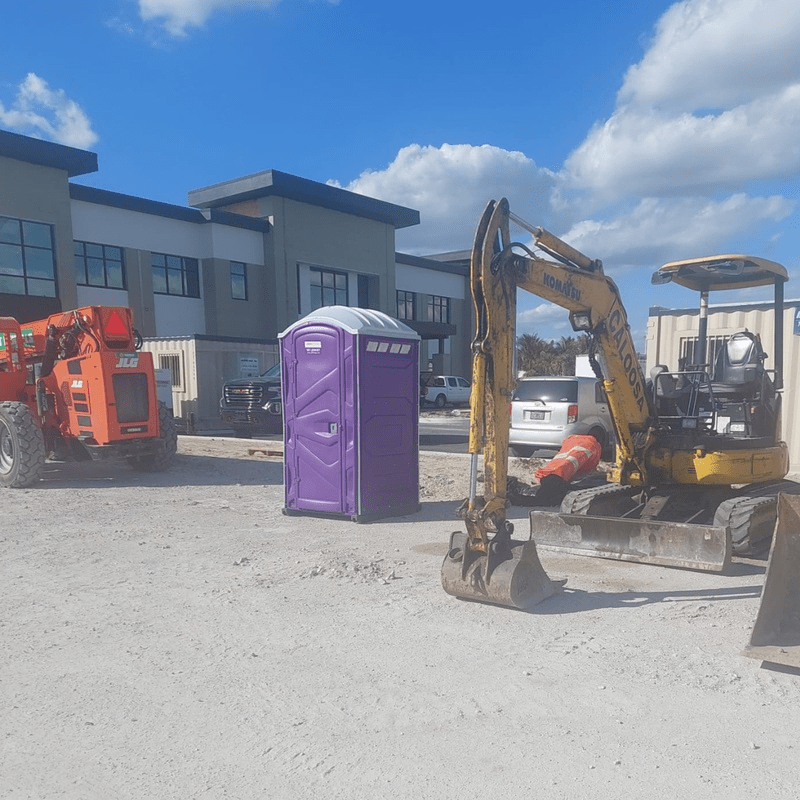 porta potties strategically placed at a construction site
