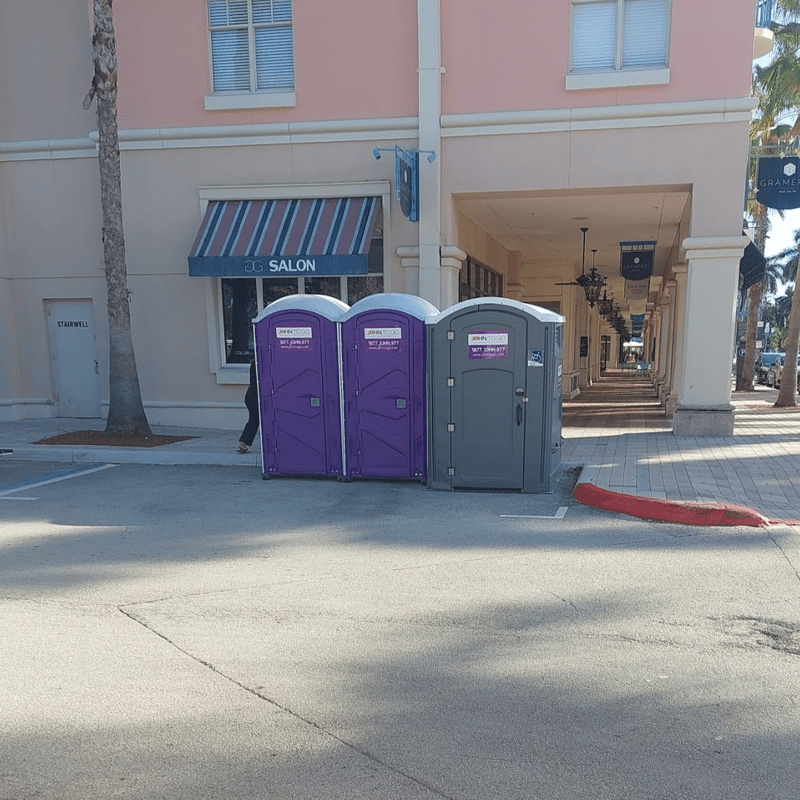 Porta potties at an outdoor event