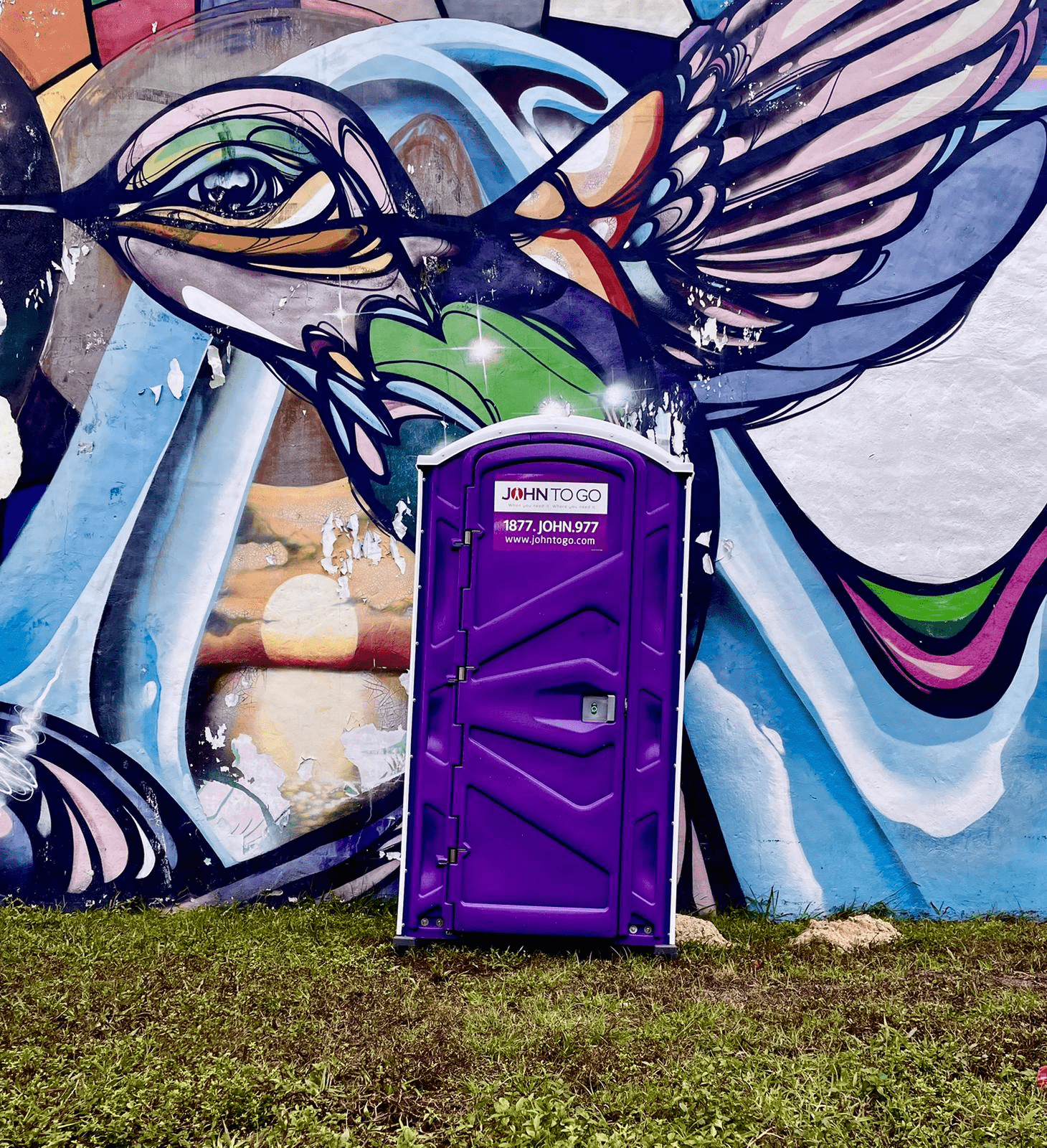 Porta potty at an outdoor festival