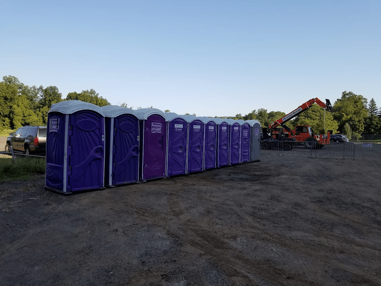 Porta potties at an outdoor event