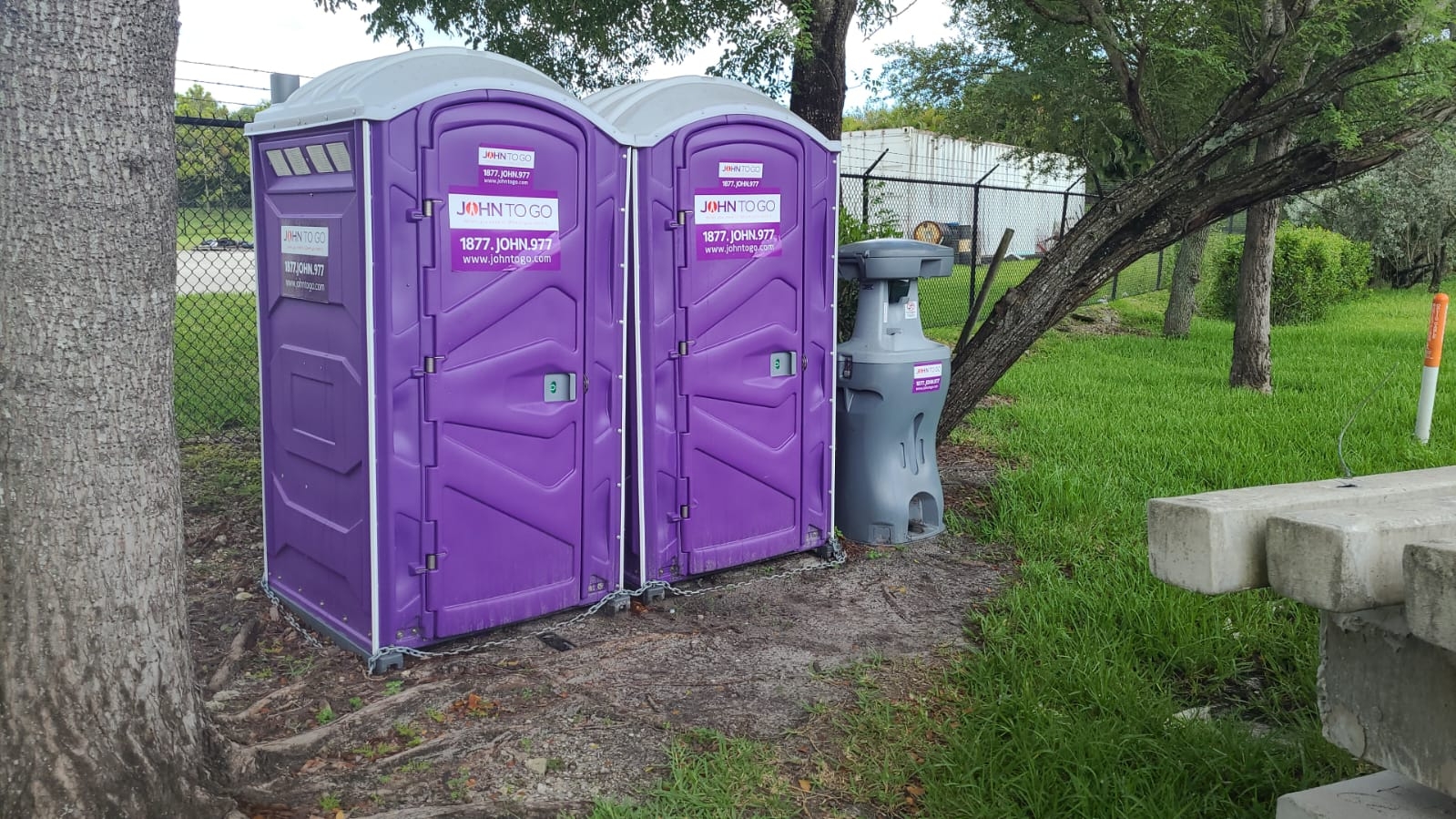 Florida portable hand washing station with event porta potties nearby