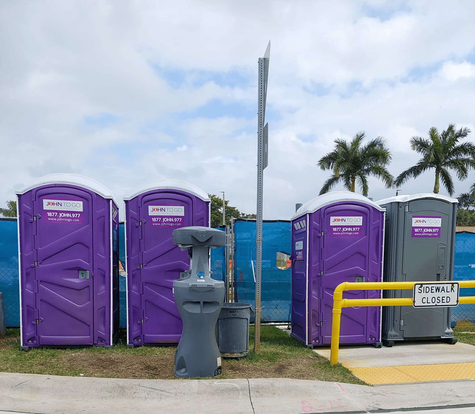 Florida portable hand washing station with event porta potties nearby