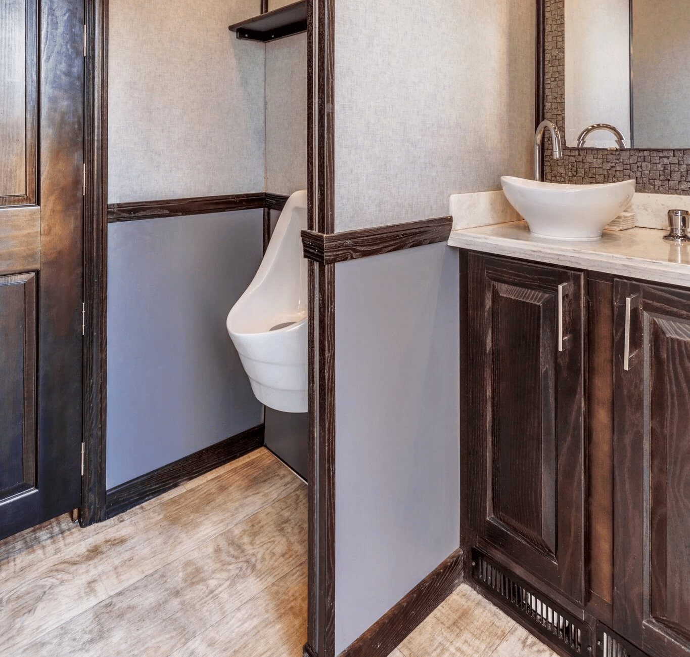 Interior of luxury restroom trailer